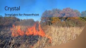  Presentation with fire and hvac maintenance - Beautiful presentation theme featuring fired disaster - fire on autumn field backdrop and a  colored foreground