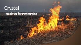  Presentation with fire - Slide set with crop damage - fire on field close up background and a gray colored foreground