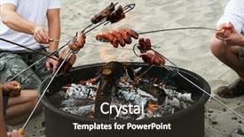  Presentation with cooking fire - Beautiful theme featuring fire on the beach backdrop and a dark gray colored foreground