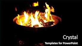  Presentation with camp - Slide deck with fire in outdoors fire pit background and a black colored foreground