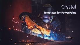  Presentation with welding - Presentation having fire protection engineering - worker welding metal with sparks background and a wine colored foreground