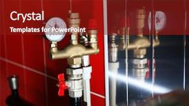 Presentation with fire system - Presentation theme enhanced with fire pump - heating system in a boiler background and a tawny brown colored foreground