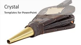  Presentation with pair - Slide set featuring fire pump - old pair of bellows isolated background and a white colored foreground