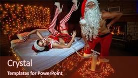  Presentation with doll - PPT theme having fire pump - santa claus blowing-up inflatable doll background and a tawny brown colored foreground