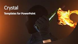  Presentation with mocktails and cocktail both - Beautiful PPT theme featuring fire resistance glass - molotov cocktail in activist hand backdrop and a wine colored foreground