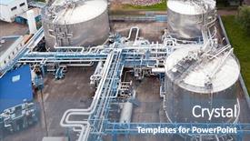  Presentation with oil refinery - Colorful PPT theme enhanced with fire retardant fabric - oil refinery backdrop and a ocean colored foreground