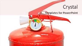  Presentation with fire extinguisher - PPT layouts enhanced with fire saftey - red extinguisher on white background background and a lemonade colored foreground