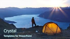  Presentation with illuminated - Audience pleasing slide deck consisting of lake by illuminated tent backdrop and a ocean colored foreground