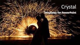  Presentation with show - Theme consisting of fire-show-on-the-beach background and a black colored foreground