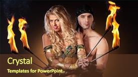  Presentation with show - PPT layouts having fire show with torches background and a tawny brown colored foreground