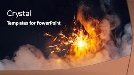  Presentation with firework - Colorful slide set enhanced with fire-sparkler-in-dense-smoke backdrop and a black colored foreground