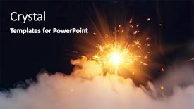  Presentation with firework - PPT theme with fire-sparkler-in-dense-smoke background and a black colored foreground
