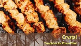  Presentation with charcoal - Beautiful presentation featuring gas grilling - fresh hot grilled chicken shish backdrop and a tawny brown colored foreground