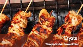  Presentation with non veg food chicken biryani - Slide set having food kabab - fresh hot grilled chicken shish background and a tawny brown colored foreground