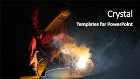  Presentation with structure - Slides having prefabricated structure - welder working and sparks spreading background and a  colored foreground