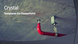  Presentation with fire red - Amazing PPT layouts having fire sprinkler and red pipe backdrop and a gray colored foreground