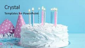  Presentation with blue fire - PPT layouts featuring fire sprinkles - birthday cake with candles background and a light blue colored foreground