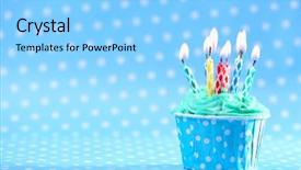  Presentation with blue fire - Cool new presentation design with fire sprinkles - delicious birthday cupcake on blue backdrop and a light blue colored foreground