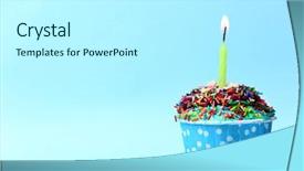  Presentation with blue and silver birthday - Beautiful presentation theme featuring fire sprinkles - delicious birthday cupcake on light backdrop and a white colored foreground