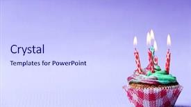  Presentation with cupcake - Cool new slides with fire sprinkles - delicious birthday cupcake on purple backdrop and a sky blue colored foreground