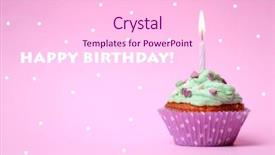  Presentation with birthday cake cupcake - Cool new slides with fire sprinkles - delicious birthday cupcake on table backdrop and a  colored foreground