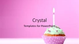  Presentation with pink birthday - Slides enhanced with fire sprinkles - delicious birthday cupcake on table background and a lavender colored foreground