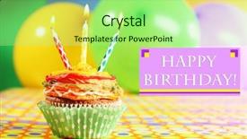  Presentation with cupcake - Audience pleasing theme consisting of fire sprinkles - delicious birthday cupcake on table backdrop and a mint green colored foreground