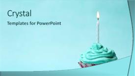  Presentation with birthday cake cupcake - Presentation theme enhanced with fire sprinkles - delicious birthday cupcake on table background and a arctic colored foreground