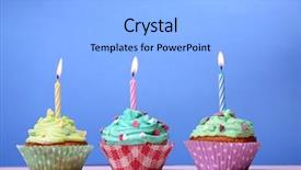  Presentation with blue fire - Slide set enhanced with fire sprinkles - delicious birthday cupcakes on table background and a light blue colored foreground