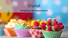  Presentation with cupcakes - Colorful presentation theme enhanced with fire sprinkles - delicious birthday cupcakes on table backdrop and a light blue colored foreground