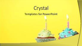  Presentation with birthday cake cupcake - Amazing slides having fire sprinkles - delicious birthday cupcakes on table backdrop and a white colored foreground