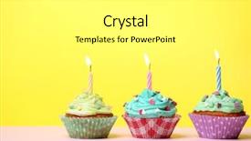  Presentation with sprinkles - Slide deck with fire sprinkles - delicious birthday cupcakes on table background and a  colored foreground