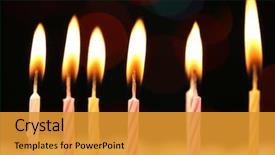  Presentation with happy birthday cake - Slide set consisting of fire sprinkles - happy birthday cake on black background and a gold colored foreground