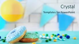  Presentation with sprinkles - Audience pleasing presentation theme consisting of fire sprinkles - two donuts and birthday decor backdrop and a light blue colored foreground