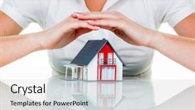  Presentation with financing - Presentation theme having homeowner - woman protecting your home background and a light gray colored foreground