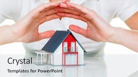  Presentation with financing - Presentation design consisting of reputation - woman protects your house background and a lemonade colored foreground