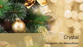  Presentation with christmas tree - Amazing presentation theme having fire templates - christmas tree with gold blurred backdrop and a yellow colored foreground
