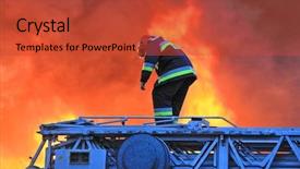  Presentation with fire truck - Colorful presentation enhanced with fire truck - flames over building backdrop and a red colored foreground