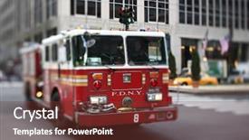  Presentation with fire truck - Presentation theme with fire truck - nyfd vehicle in midtown manhattan background and a tawny brown colored foreground