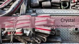  Presentation with fire truck - Slide set featuring fire truck - old worn firehose background and a coral colored foreground