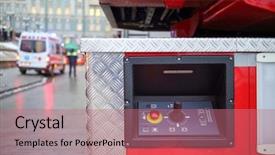  Presentation with control panel - PPT theme with fire truck ladder control panel background and a coral colored foreground