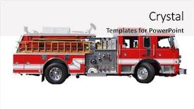  Presentation with fire truck - Theme having fire truck with hoses background and a white colored foreground