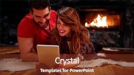  Presentation with couple in christ - Slides having fire video - smiling couple laying on floor background and a tawny brown colored foreground