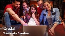  Presentation with fun and smile - PPT layouts with fire video - smiling friends having fun watching background and a tawny brown colored foreground