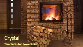  Presentation with christmas fireplace log fire burns - Slide deck enhanced with fire wood against a fireplace background and a tawny brown colored foreground