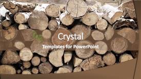  Presentation with wood log - Theme featuring fire wood log billet background and a coral colored foreground