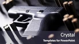  Presentation with firearm - Beautiful PPT theme featuring firearm - ammunition and automatic handgun backdrop and a tawny brown colored foreground