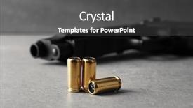  Presentation with firearm - Presentation theme consisting of firearm - bullets and gun on gray background and a dark gray colored foreground