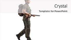  Presentation with shot - Presentation design featuring firearm - full length profile shot background and a white colored foreground