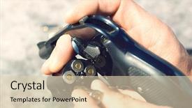  Presentation with firearm - Slides having firearm - man loading bullets into gun background and a lemonade colored foreground